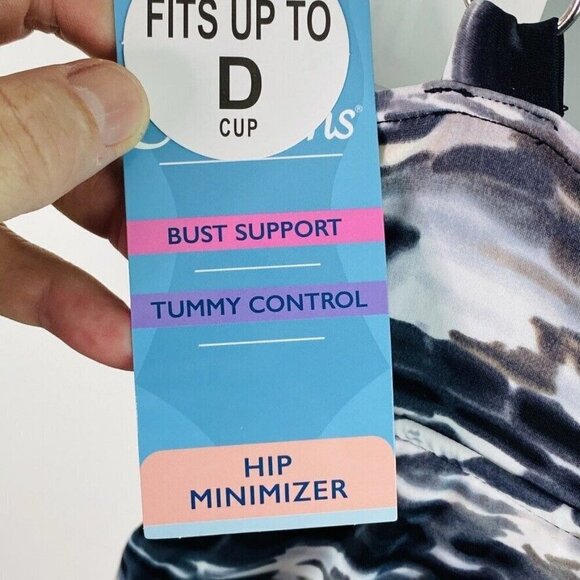 Swim Solutions $109 Coastal Plates Triple Tier One Piece Swimsuit Size 10 - Picture 4 of 5